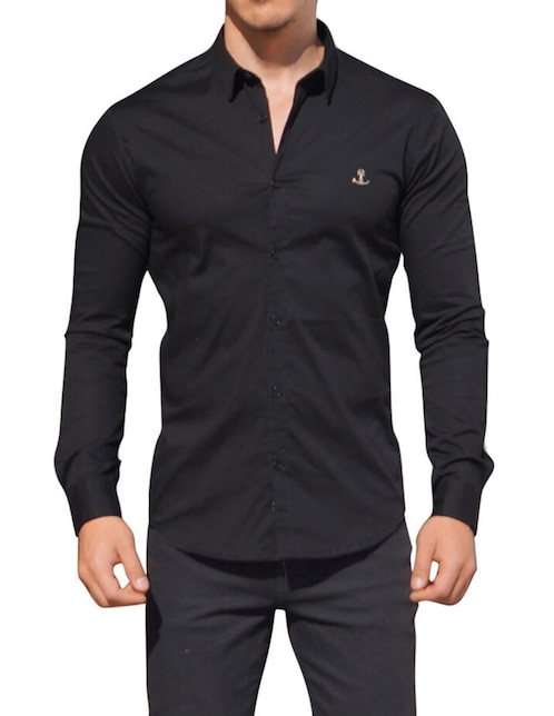Camisa de vestir de algodón manga larga para hombre 1