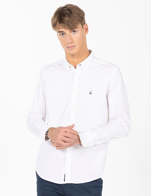 Camisa casual El Pulpo de algodón manga larga para hombre
