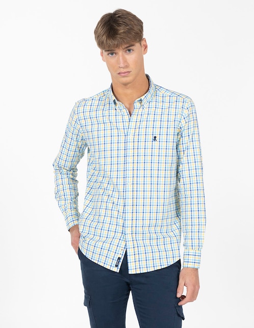 Camisa casual El Pulpo de algodón manga larga para hombre