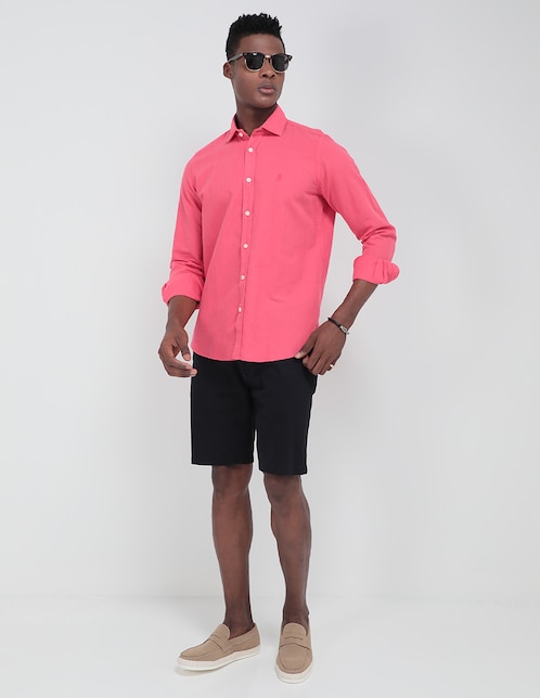 Camisa casual El Pulpo de algodón manga larga para hombre