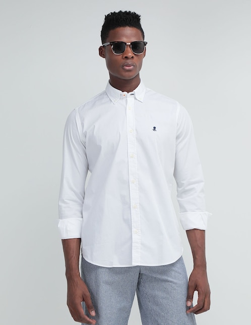 Camisa casual El Pulpo de algodón manga larga para hombre