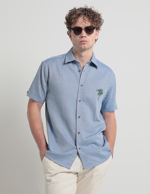 Camisa de vestir Ben Sherman de algodón manga corta para hombre