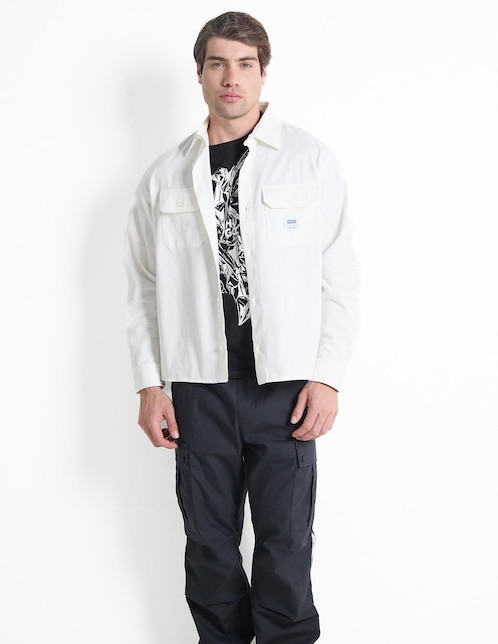 Sobre camisa casual HUGO Blue de algodón manga larga para hombre