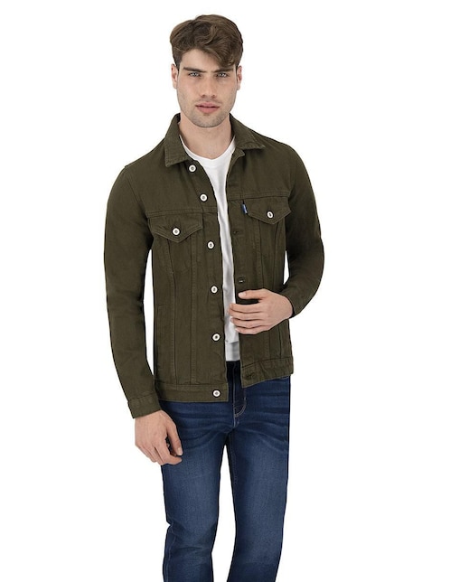 Chamarra Indicum Denim de mezclilla con bolsillos para hombre