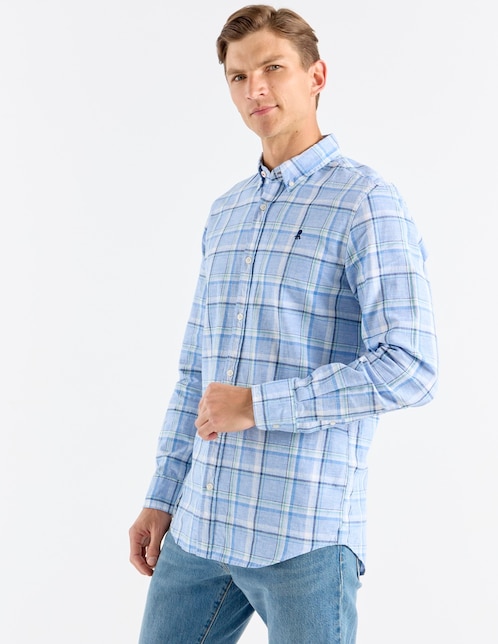 Camisa casual El Pulpo de algodón manga larga para hombre