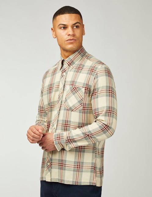 Camisa Business Casual Ben Sherman de algodón manga larga para hombre