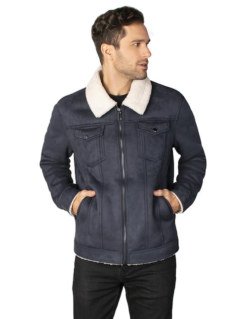 Chamarra casual Greenlander de gamuza con bolsillos para hombre