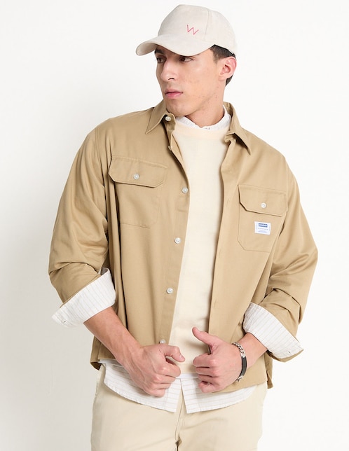 Sobrecamisa casual HUGO BLUE de algodón manga larga para hombre
