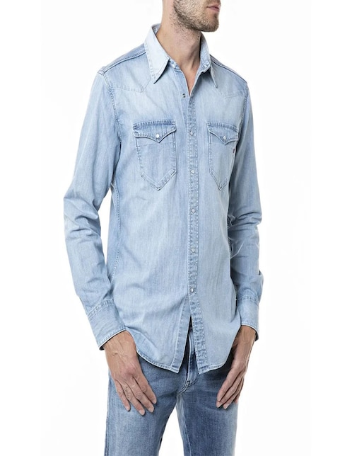 Camisa casual de algodón manga larga para hombre 1