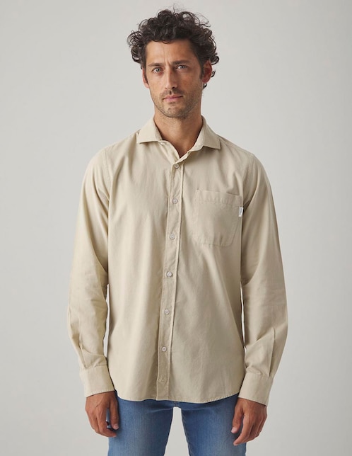 Camisa casual de algodón manga larga para hombre 1