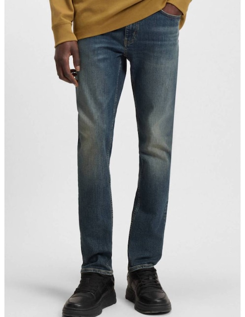 Jeans straight Hugo Blue 50541552 413 Zane 102 lavado medio para hombre