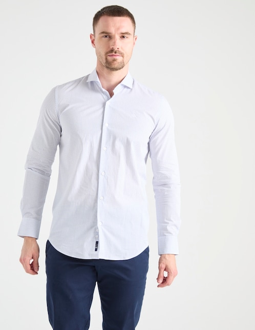 Camisa business casual El Pulpo de algodón manga larga para hombre