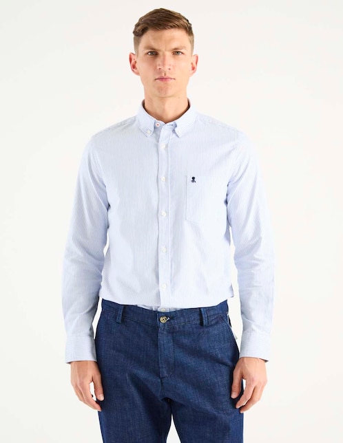 Camisa casual El Pulpo de algodón manga larga para hombre
