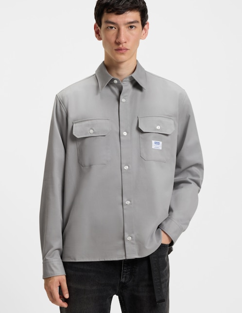 Camisa casual Hugo Blue de algodón manga larga para hombre