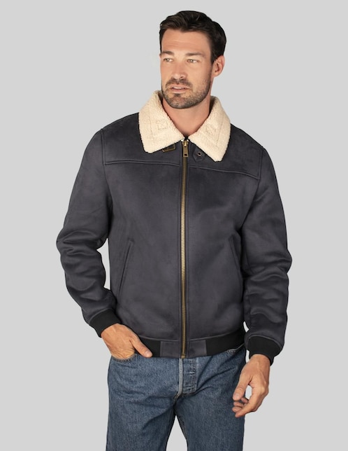 Chamarra casual cuello a contraste para hombre 1