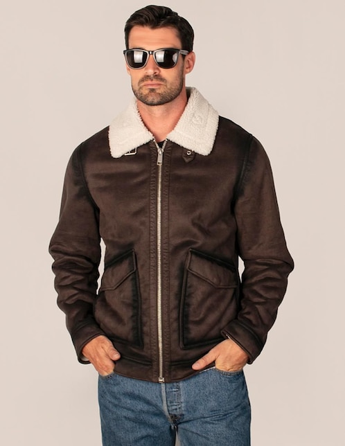 "chamarra" casual greenlander no "de" poliéster cuello a contraste "para hombre"