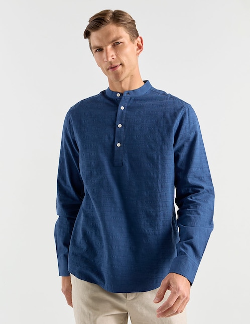 Camisa casual de algodón manga larga para hombre 1