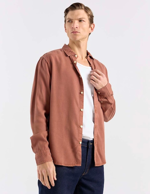 Sobrecamisa casual Elemento Uomo de algodón manga larga para hombre