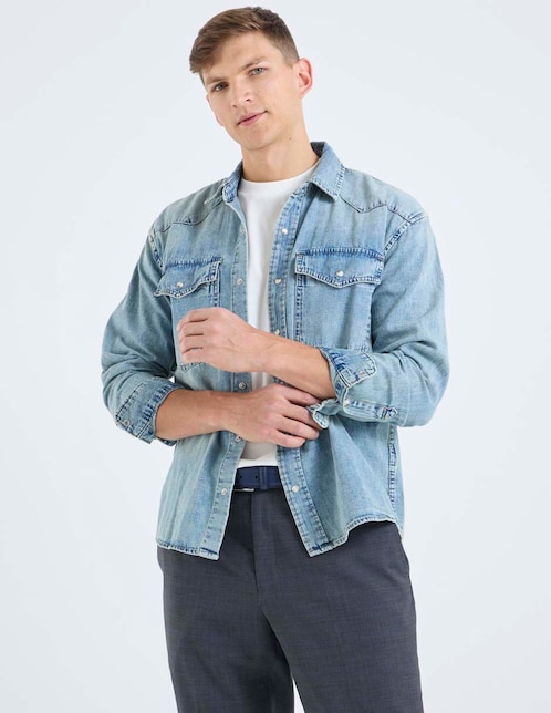Camisa casual de algodón manga larga para hombre 1