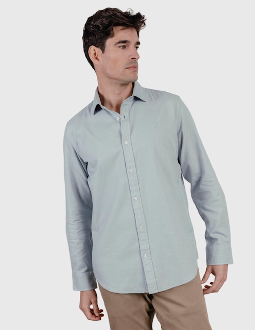 Camisa casual El Pulpo de algodón manga larga para hombre
