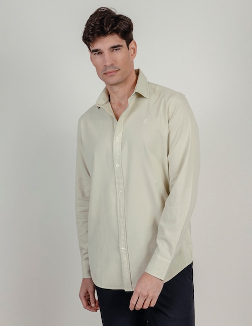 Camisa casual El Pulpo de algodón manga larga para hombre