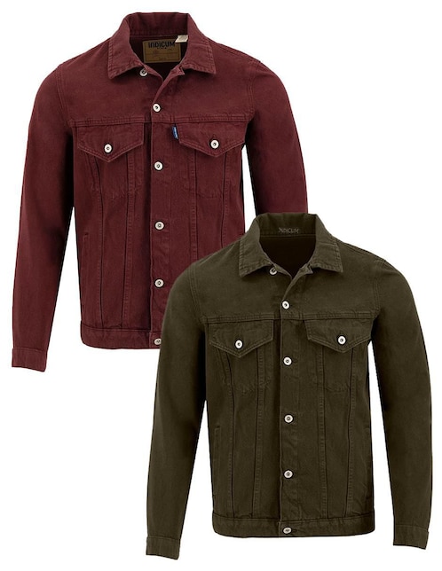 Chamarra denim indicum de mezclilla con bolsillos para hombre
