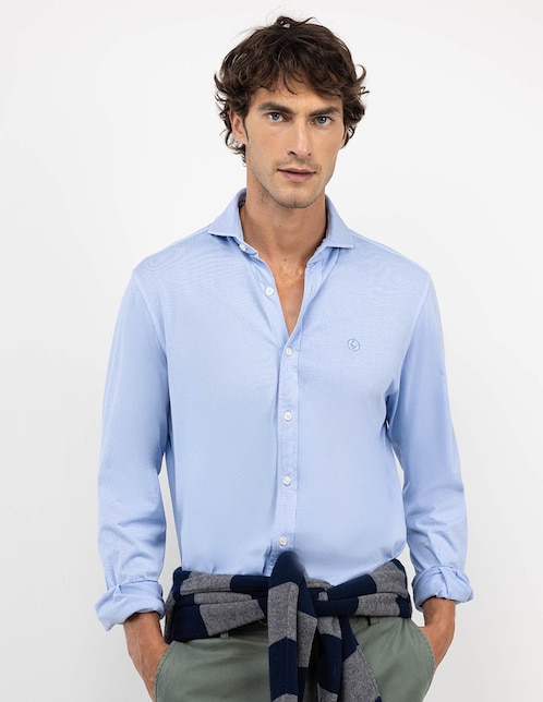 Camisa casual El Ganso de algodón manga larga para hombre