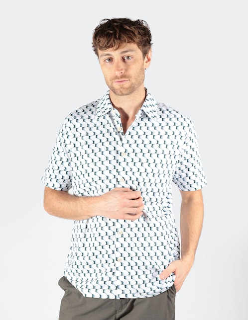 Camisa business casual manga corta para hombre 1
