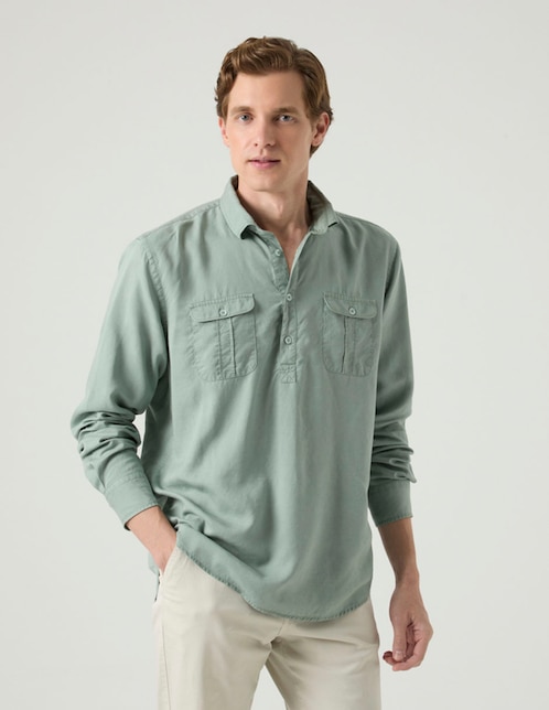 Camisa casual Scotta de algodón manga larga para hombre