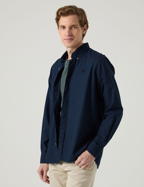 Sobrecamisa casual de algodón manga larga para hombre 1