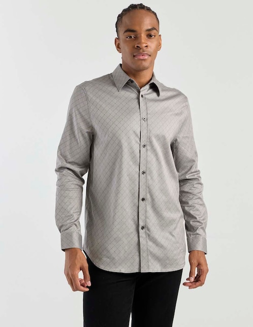 Camisa casual Guess de algodón manga larga para hombre