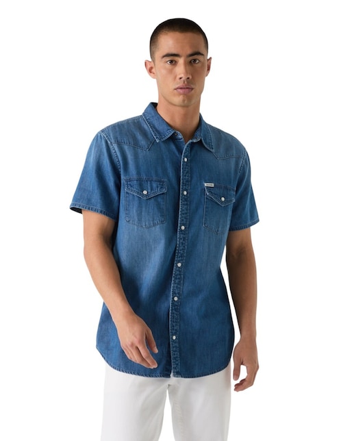 Camisa casual Guess de algodón manga corta para hombre