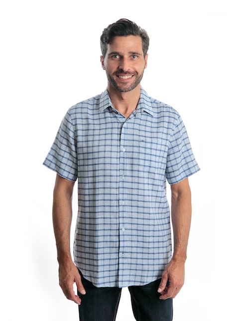 Camisa casual Kenneth Cole de lino manga corta para hombre