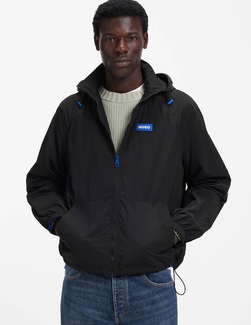 Chamarra rompevientos Hugo Blue impermeable con capucha para hombre