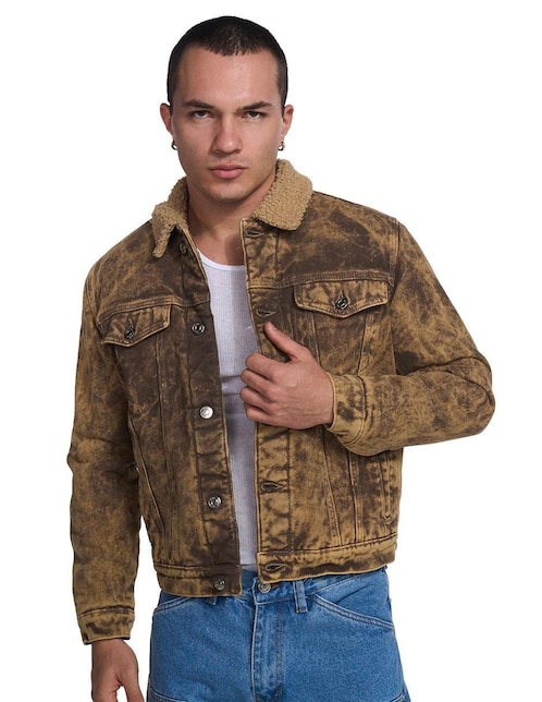 Chamarra Denim MCHK Borrego de Mezclilla con bolsillos para hombre