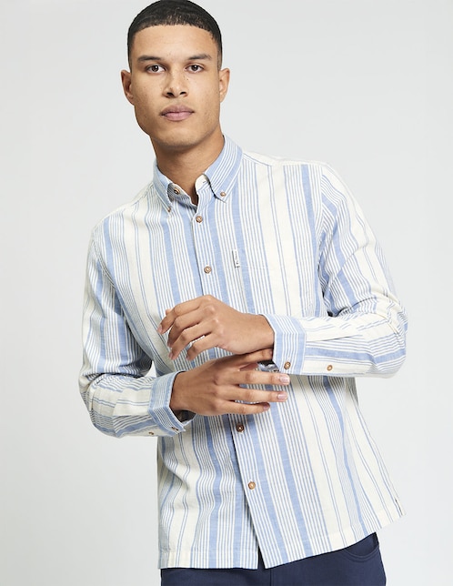 Camisa casual de algodón manga larga para hombre 1