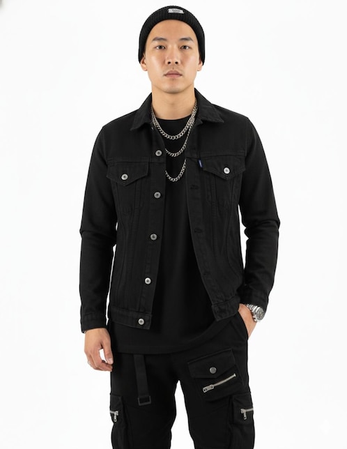 Chamarra denim Indicum Denim de mezclilla con bolsillos para hombre