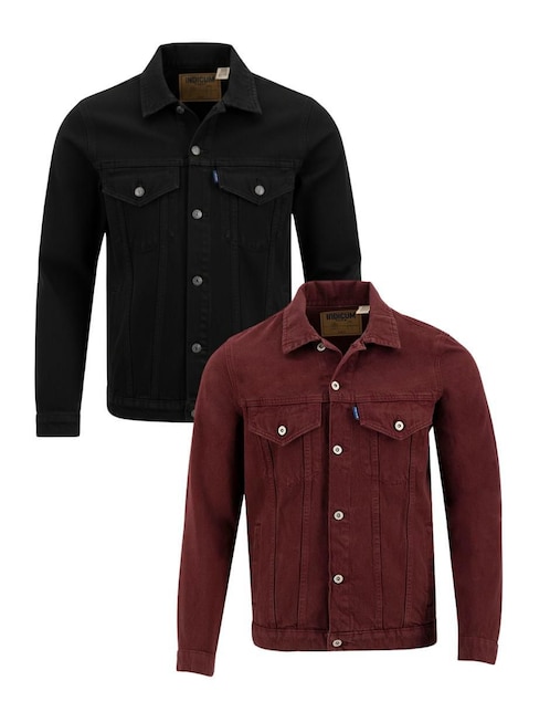 Set chamarra Indicum Denim de mezclilla con bolsillos para hombre