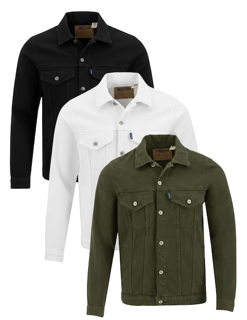 Set chamarra denim Indicum Denim de mezclilla con bolsillos para hombre