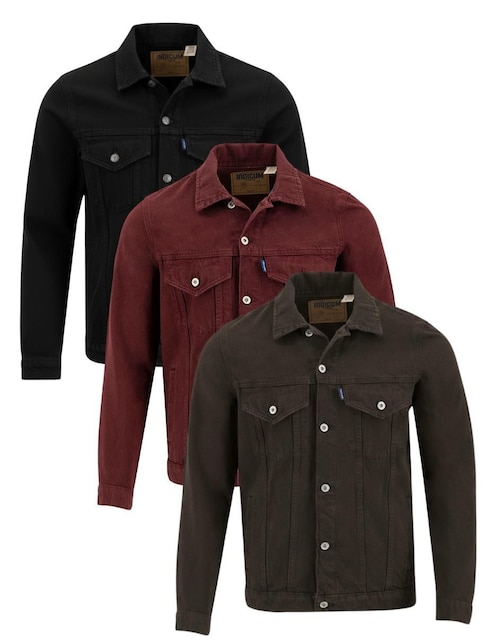 Set chamarra denim Indicum Denim de mezclilla con bolsillos para hombre