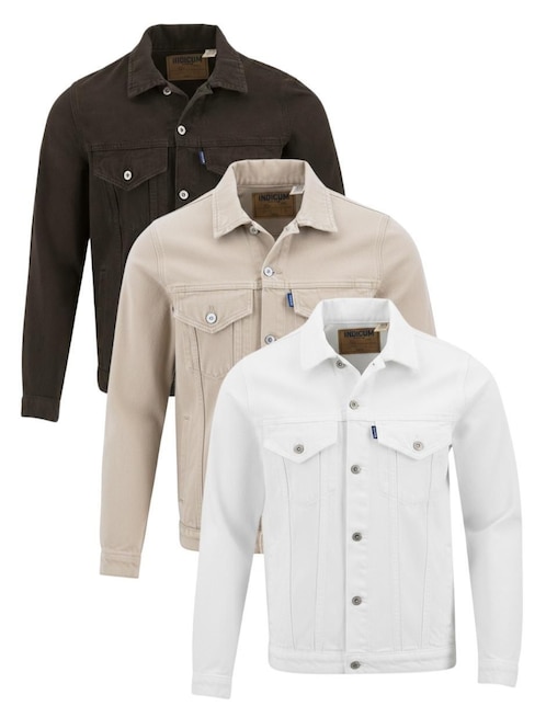 INDICUM DENIM Set chamarra denim Indicum Denim de mezclilla con bolsillos para hombre
