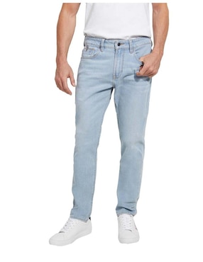 Jeans Straight Guess Lavado Claro Para Hombre