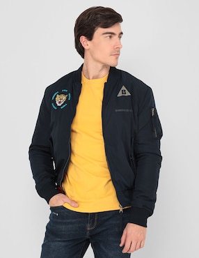 Chamarra Casual Bombers Con Bolsillos Para Hombre