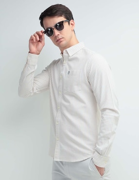 Camisa Casual Elemento Uomo De Algodón Manga Larga Para Hombre