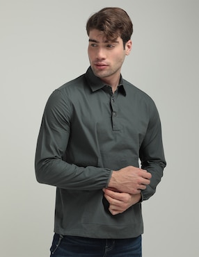 Camisa Casual Elemento Uomo De Algodón Manga Larga Para Hombre