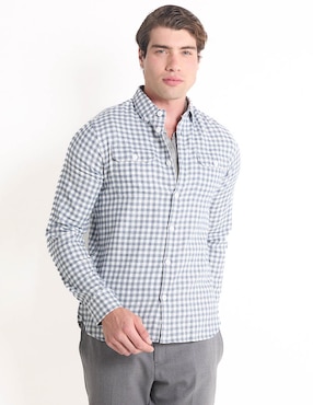 Camisa Casual Elemento Uomo De Algodón Manga Larga Para Hombre