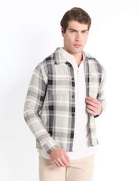 Sobrecamisa Casual Elemento Uomo De Algodón Manga Larga Para Hombre