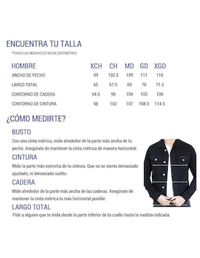 Chamarra Indicum Denim de mezclilla con bolsillos para hombre