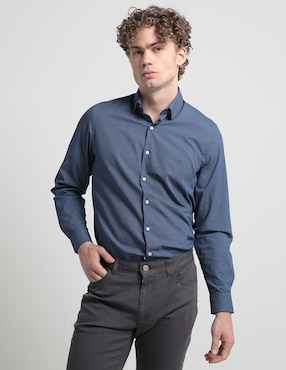 Camisa Casual Kenneth Cole De Algodón Manga Larga Para Hombre