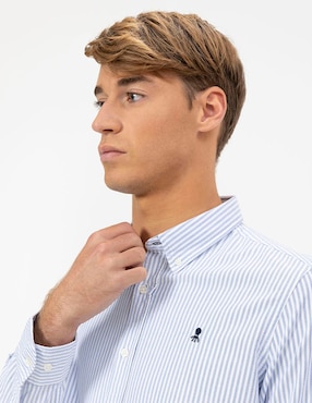 Camisa casual El Pulpo de algodón manga larga para hombre